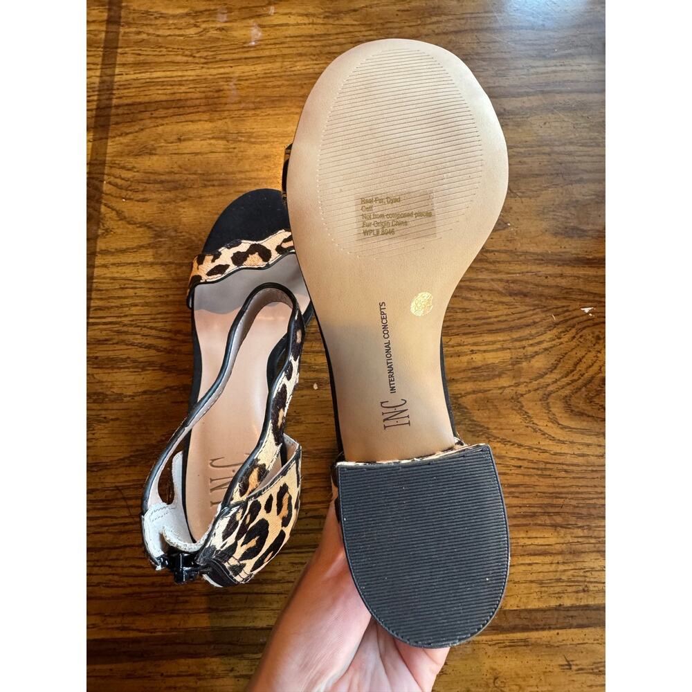 INC International Concepts Hadwin Leopard Scalloped Block Heels 8.5M - Picture 3 of 4